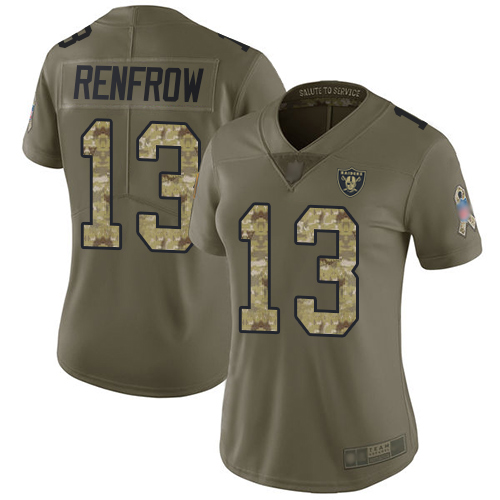 Nike Raiders #13 Hunter Renfrow Olive/Camo Women's Stitched NFL Limited 2017 Salute to Service Jersey