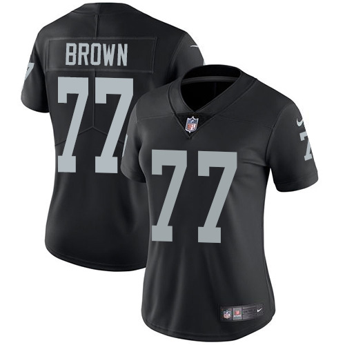 Nike Raiders #77 Trent Brown Black Team Color Women's Stitched NFL Vapor Untouchable Limited Jersey