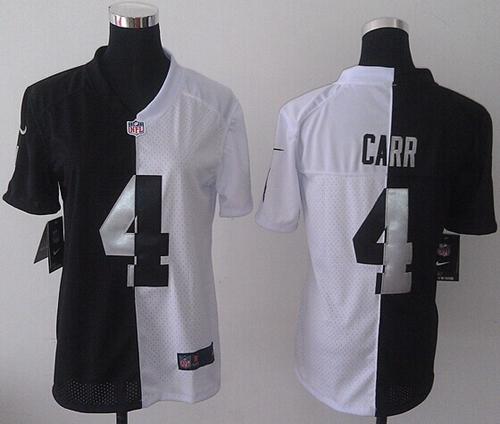 Nike Raiders #4 Derek Carr Black/White Women's Stitched NFL Elite Split Jersey