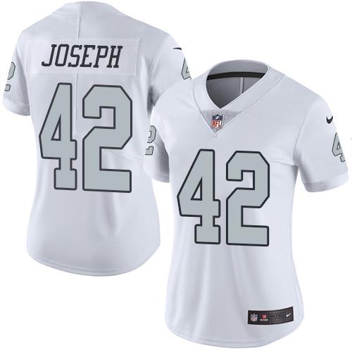 Nike Raiders #42 Karl Joseph White Women's Stitched NFL Limited Rush Jersey