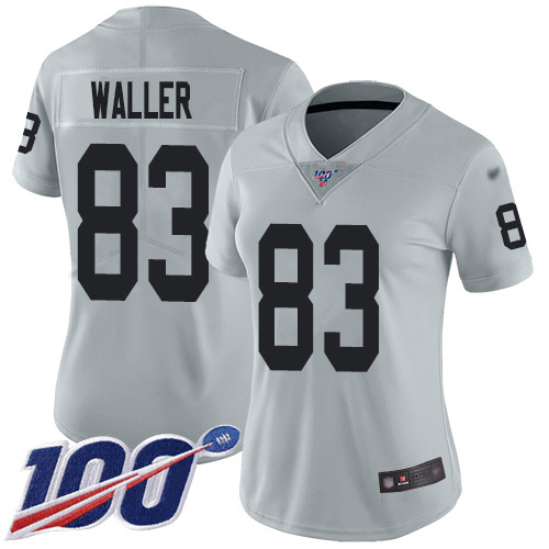Nike Raiders #83 Darren Waller Silver Women's Stitched NFL Limited Inverted Legend 100th Season Jersey
