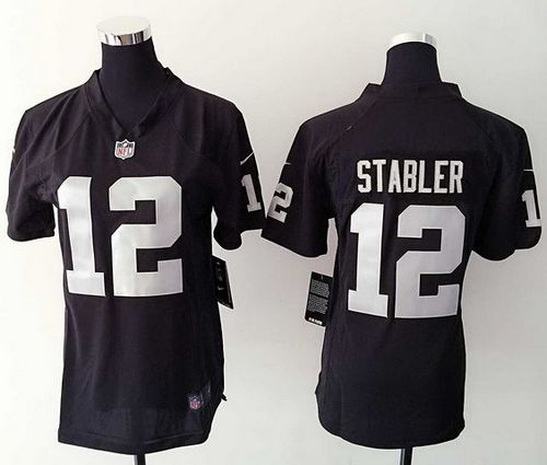 Nike Raiders #12 Kenny Stabler Black Team Color Women's Stitched NFL Elite Jersey