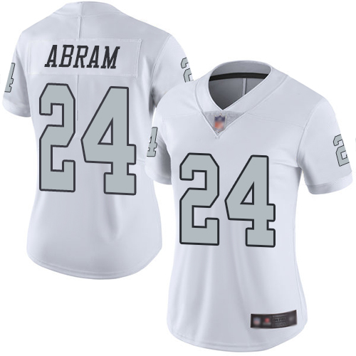 Nike Raiders #24 Johnathan Abram White Women's Stitched NFL Limited Rush Jersey