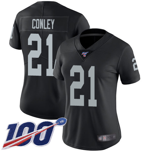 Nike Raiders #21 Gareon Conley Black Team Color Women's Stitched NFL 100th Season Vapor Limited Jersey