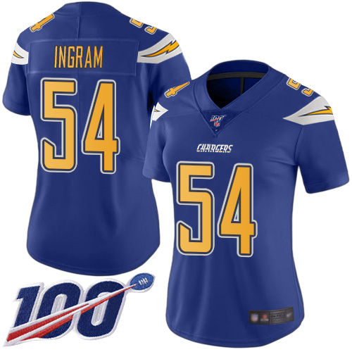 Nike Chargers #54 Melvin Ingram Electric Blue Women's Stitched NFL Limited Rush 100th Season Jersey