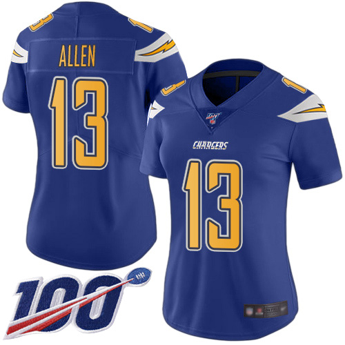 Nike Chargers #13 Keenan Allen Electric Blue Women's Stitched NFL Limited Rush 100th Season Jersey