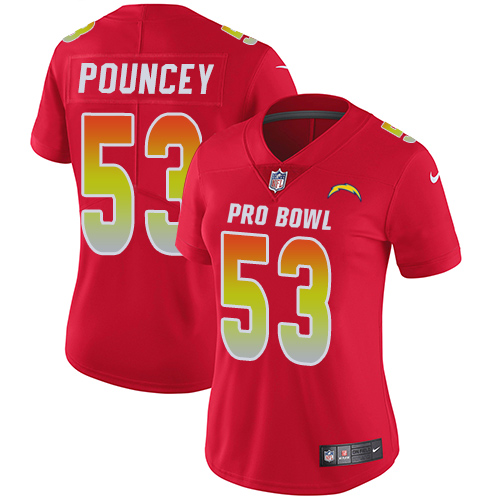 Nike Chargers #53 Mike Pouncey Red Women's Stitched NFL Limited AFC 2019 Pro Bowl Jersey
