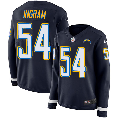 Nike Chargers #54 Melvin Ingram Navy Blue Team Color Women's Stitched NFL Limited Therma Long Sleeve Jersey