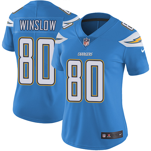 Nike Chargers #80 Kellen Winslow Electric Blue Alternate Women's Stitched NFL Vapor Untouchable Limited Jersey