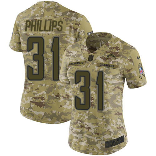 Nike Chargers #31 Adrian Phillips Camo Women's Stitched NFL Limited 2018 Salute to Service Jersey