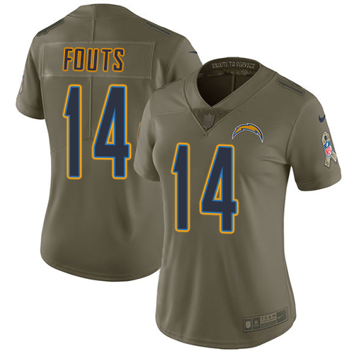 Nike Chargers #14 Dan Fouts Olive Women's Stitched NFL Limited 2017 Salute to Service Jersey