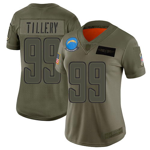 Nike Chargers #99 Jerry Tillery Camo Women's Stitched NFL Limited 2019 Salute to Service Jersey