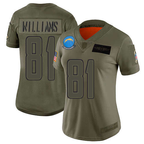 Nike Chargers #81 Mike Williams Camo Women's Stitched NFL Limited 2019 Salute to Service Jersey