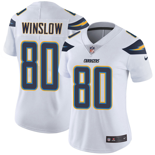 Nike Chargers #80 Kellen Winslow White Women's Stitched NFL Vapor Untouchable Limited Jersey