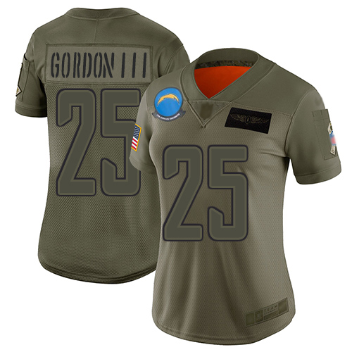 Nike Chargers #25 Melvin Gordon III Camo Women's Stitched NFL Limited 2019 Salute to Service Jersey