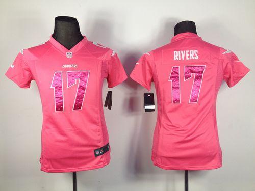 Nike Chargers #17 Philip Rivers Pink Sweetheart Women's Stitched NFL Elite Jersey