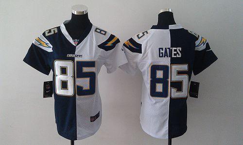 Nike Chargers #85 Antonio Gates Navy Blue/White Women's Stitched NFL Elite Split Jersey