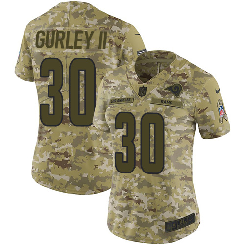 Nike Rams #30 Todd Gurley II Camo Women's Stitched NFL Limited 2018 Salute to Service Jersey