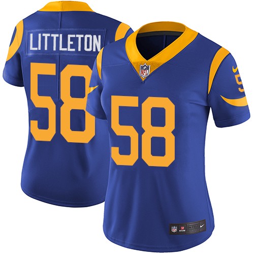Nike Rams #58 Cory Littleton Royal Blue Alternate Women's Stitched NFL Vapor Untouchable Limited Jersey