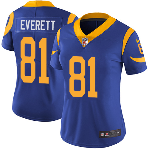 Nike Rams #81 Gerald Everett Royal Blue Alternate Women's Stitched NFL Vapor Untouchable Limited Jersey
