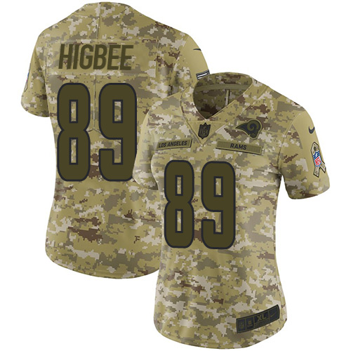 Nike Rams #89 Tyler Higbee Camo Women's Stitched NFL Limited 2018 Salute to Service Jersey