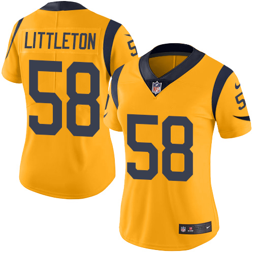 Nike Rams #58 Cory Littleton Gold Women's Stitched NFL Limited Rush Jersey