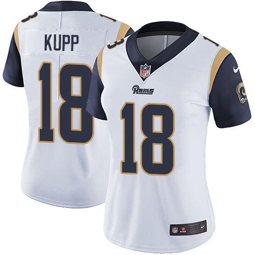 Nike Rams #18 Cooper Kupp White Women's Stitched NFL Vapor Untouchable Limited Jersey