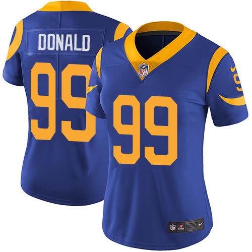 Nike Rams #99 Aaron Donald Royal Blue Alternate Women's Stitched NFL Vapor Untouchable Limited Jersey