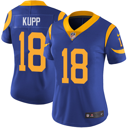 Nike Rams #18 Cooper Kupp Royal Blue Alternate Women's Stitched NFL Vapor Untouchable Limited Jersey