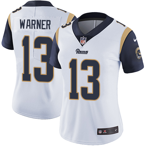 Nike Rams #13 Kurt Warner White Women's Stitched NFL Vapor Untouchable Limited Jersey