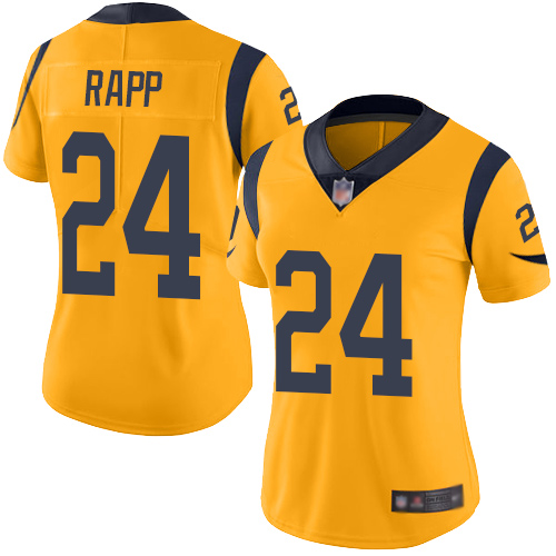 Nike Rams #24 Taylor Rapp Gold Women's Stitched NFL Limited Rush Jersey