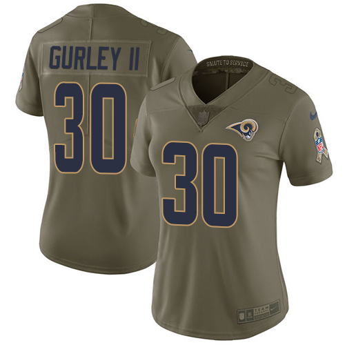 Nike Rams #30 Todd Gurley II Olive Women's Stitched NFL Limited 2017 Salute to Service Jersey