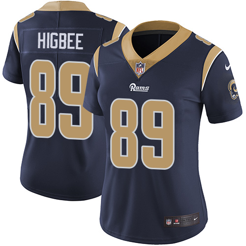Nike Rams #89 Tyler Higbee Navy Blue Team Color Women's Stitched NFL Vapor Untouchable Limited Jersey