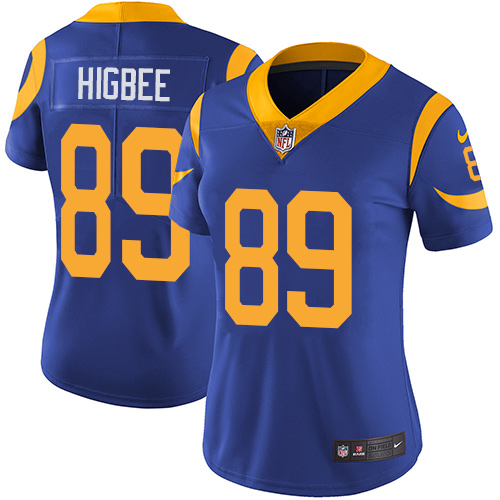 Nike Rams #89 Tyler Higbee Royal Blue Alternate Women's Stitched NFL Vapor Untouchable Limited Jersey