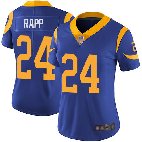 Nike Rams #24 Taylor Rapp Royal Blue Alternate Women's Stitched NFL Vapor Untouchable Limited Jersey
