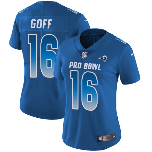 Nike Rams #16 Jared Goff Royal Women's Stitched NFL Limited NFC 2018 Pro Bowl Jersey