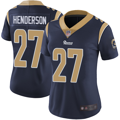 Nike Rams #27 Darrell Henderson Navy Blue Team Color Women's Stitched NFL Vapor Untouchable Limited Jersey