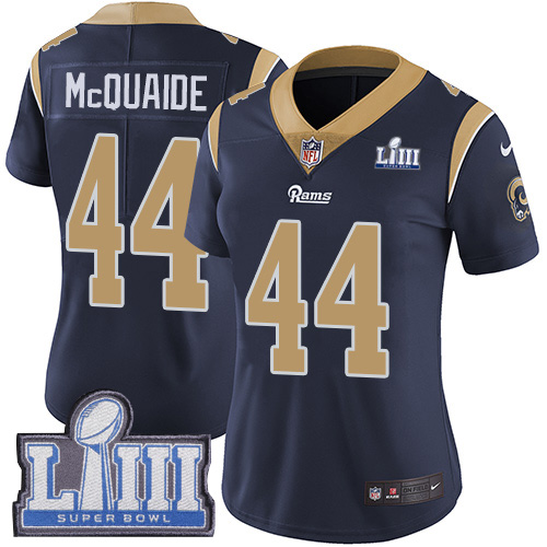Nike Rams #44 Jacob McQuaide Navy Blue Team Color Super Bowl LIII Bound Women's Stitched NFL Vapor Untouchable Limited Jersey