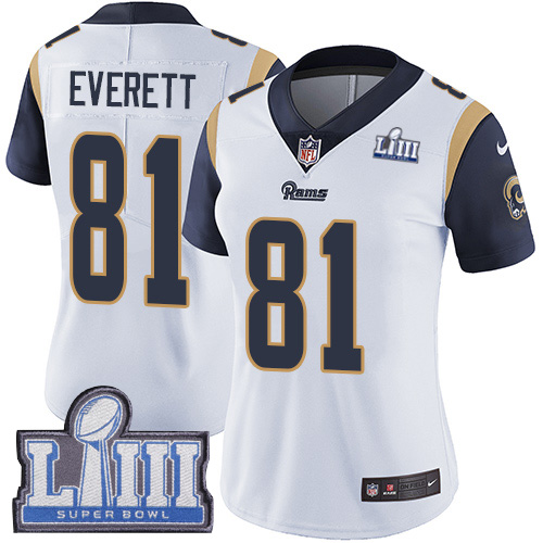 Nike Rams #81 Gerald Everett White Super Bowl LIII Bound Women's Stitched NFL Vapor Untouchable Limited Jersey