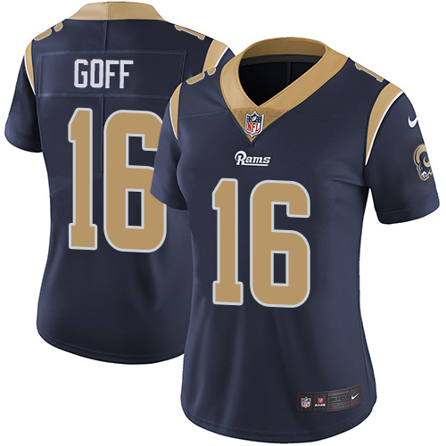Nike Rams #16 Jared Goff Navy Blue Team Color Women's Stitched NFL Vapor Untouchable Limited Jersey