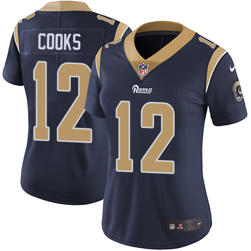 Nike Rams #12 Brandin Cooks Navy Blue Team Color Women's Stitched NFL Vapor Untouchable Limited Jersey