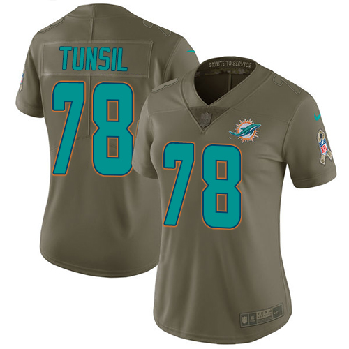 Nike Dolphins #78 Laremy Tunsil Olive Women's Stitched NFL Limited 2017 Salute to Service Jersey