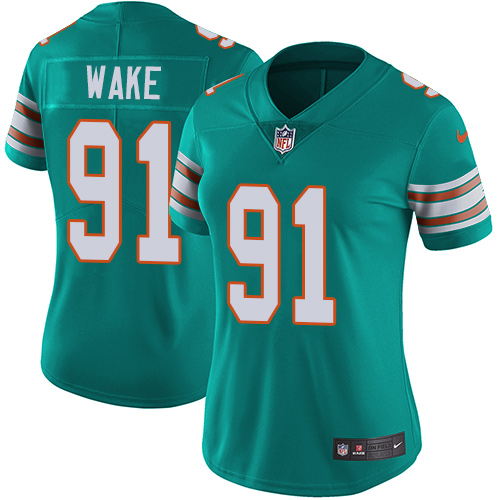 Nike Dolphins #91 Cameron Wake Aqua Green Alternate Women's Stitched NFL Vapor Untouchable Limited Jersey