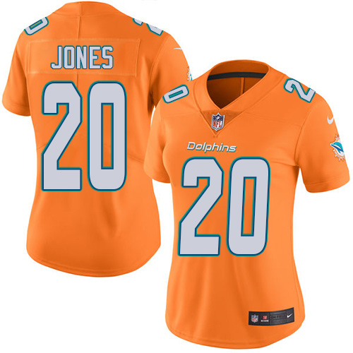 Nike Dolphins #20 Reshad Jones Orange Women's Stitched NFL Limited Rush Jersey