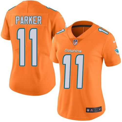 Nike Dolphins #11 DeVante Parker Orange Women's Stitched NFL Limited Rush Jersey