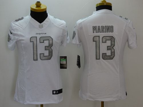 Nike Dolphins #13 Dan Marino White Women's Stitched NFL Limited Platinum Jersey