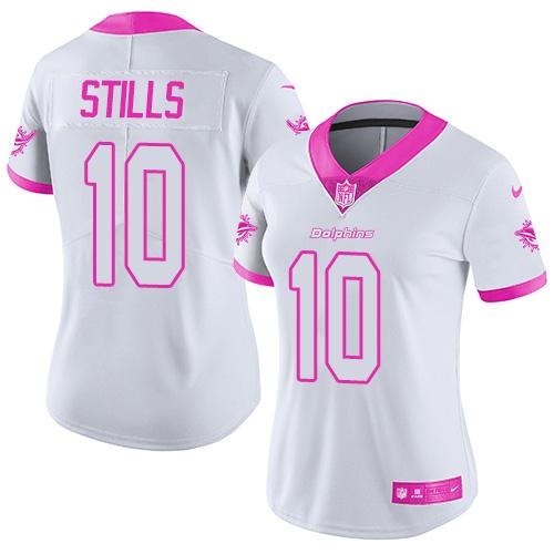 Nike Dolphins #10 Kenny Stills White/Pink Women's Stitched NFL Limited Rush Fashion Jersey