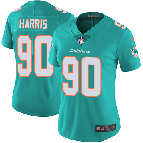 Nike Dolphins #90 Charles Harris Aqua Green Team Color Women's Stitched NFL Vapor Untouchable Limited Jersey