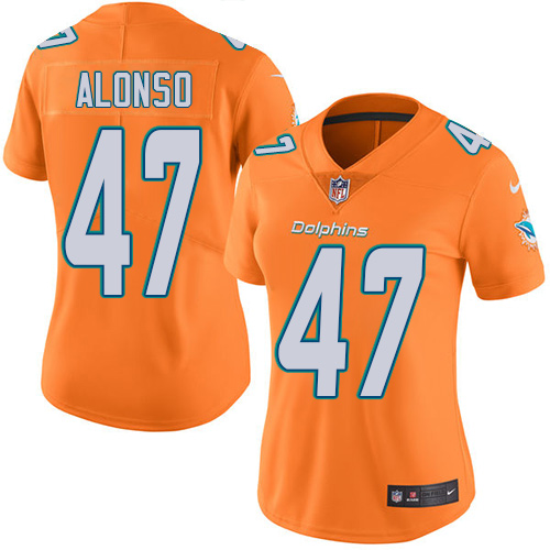 Nike Dolphins #47 Kiko Alonso Orange Women's Stitched NFL Limited Rush Jersey