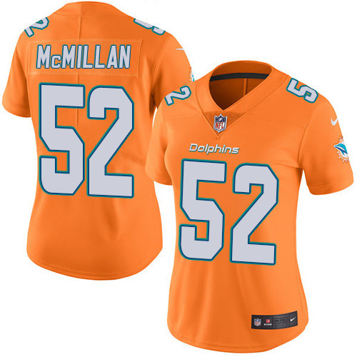 Nike Dolphins #52 Raekwon McMillan Orange Women's Stitched NFL Limited Rush Jersey